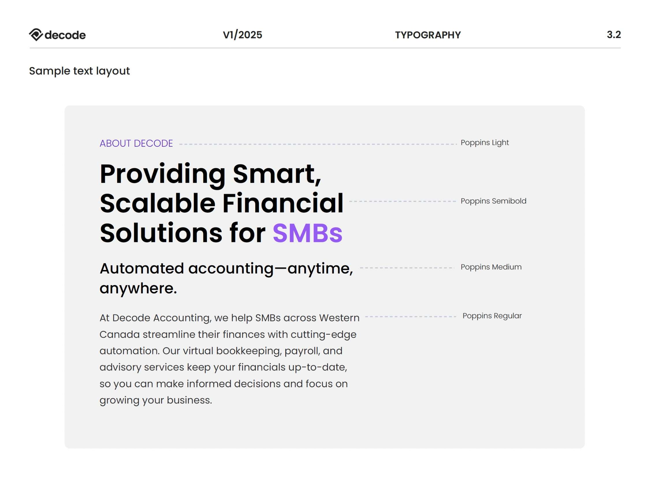 decode brand sample text layout